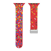 For Apple Watch 5 40mm Rainbow Dots Silicone Magnetic Buckle Watch Band(Red)