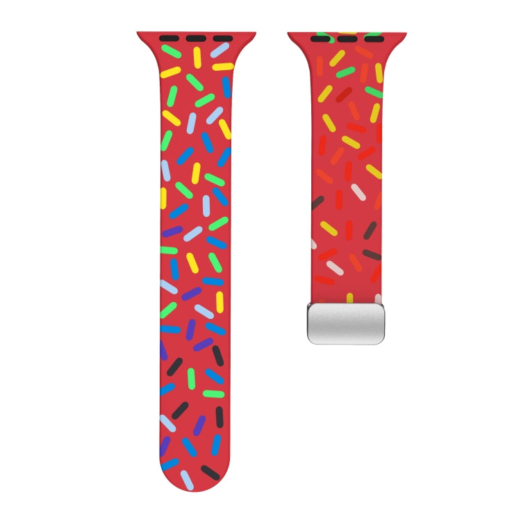 For Apple Watch 5 40mm Rainbow Dots Silicone Magnetic Buckle Watch Band(Red)