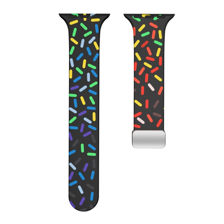 For Apple Watch 4 40mm Rainbow Dots Silicone Magnetic Buckle Watch Band(Black)