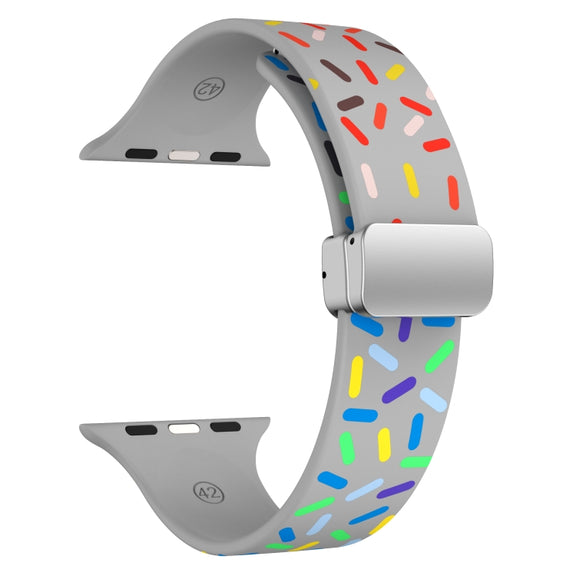 For Apple Watch 4 40mm Rainbow Dots Silicone Magnetic Buckle Watch Band(Gray)