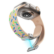 For Apple Watch 3 38mm Rainbow Dots Silicone Magnetic Buckle Watch Band(Pink)