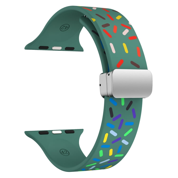 For Apple Watch 2 42mm Rainbow Dots Silicone Magnetic Buckle Watch Band(Green)
