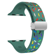 For Apple Watch 2 42mm Rainbow Dots Silicone Magnetic Buckle Watch Band(Green)