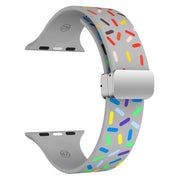For Apple Watch 2 38mm Rainbow Dots Silicone Magnetic Buckle Watch Band(Gray)
