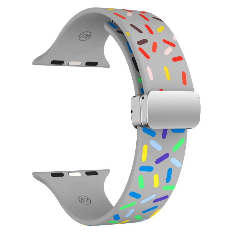 For Apple Watch 2 38mm Rainbow Dots Silicone Magnetic Buckle Watch Band(Gray)