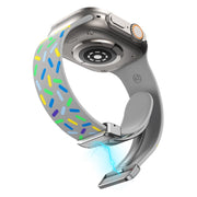 For Apple Watch 2 38mm Rainbow Dots Silicone Magnetic Buckle Watch Band(Gray)