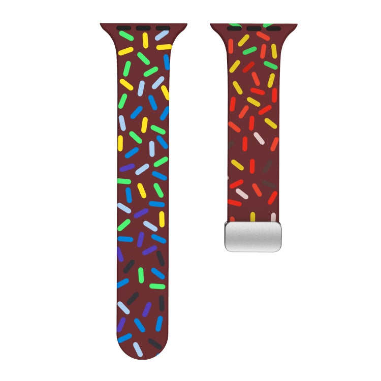 For Apple Watch 42mm Rainbow Dots Silicone Magnetic Buckle Watch Band(Wine)