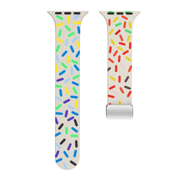 For Apple Watch 42mm Rainbow Dots Silicone Magnetic Buckle Watch Band(Starlight Color)
