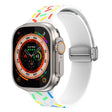 For Apple Watch 38mm Rainbow Dots Silicone Magnetic Buckle Watch Band(White) - Watch Bands by PMC TechLife | Online Shopping South Africa | PMC TechLife