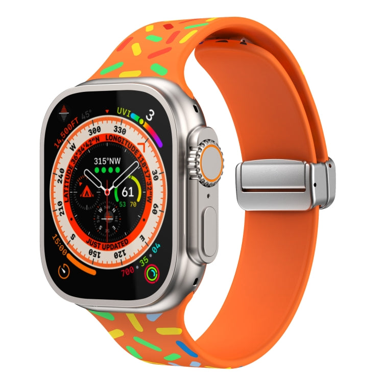 For Apple Watch 38mm Rainbow Dots Silicone Magnetic Buckle Watch Band(Orange)