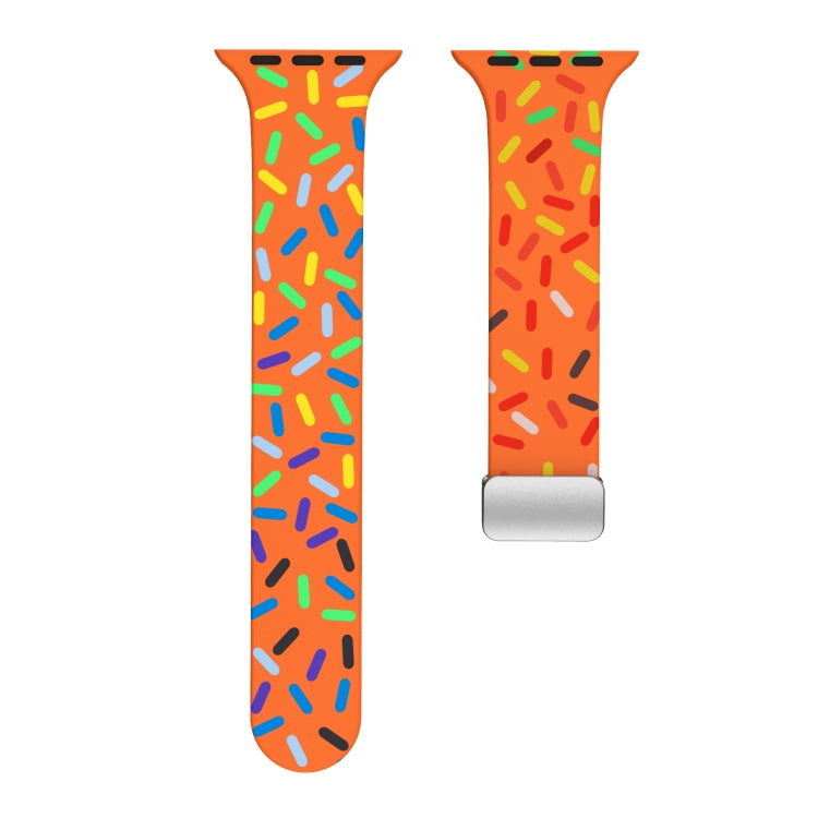 For Apple Watch 38mm Rainbow Dots Silicone Magnetic Buckle Watch Band(Orange)