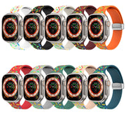 For Apple Watch 2 38mm Rainbow Dots Silicone Magnetic Buckle Watch Band(White)