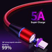ENKAY 2 in 1 5A USB to Type-C + 8 Pin Magnetic Fast Charging Data Cable with LED Light, Length: 1m(Black)