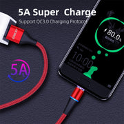 ENKAY 2 in 1 5A USB to Type-C + 8 Pin Magnetic Fast Charging Data Cable with LED Light, Length: 1m(Red)