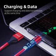 ENKAY 2 in 1 5A USB to Type-C + 8 Pin Magnetic Fast Charging Data Cable with LED Light, Length: 1m(Black)