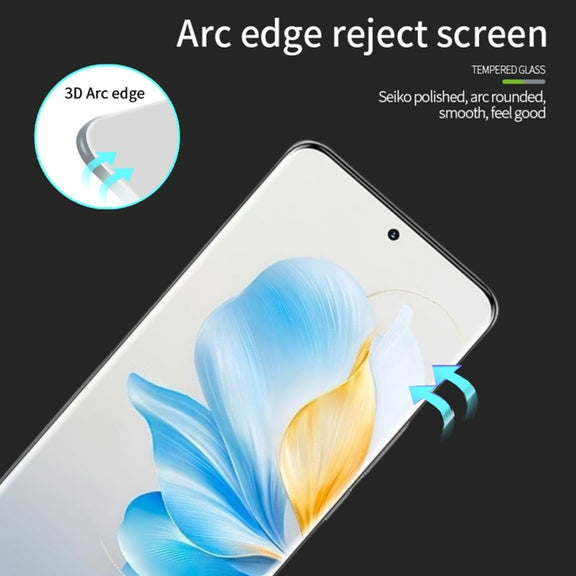 For Honor 100 MOFI 9H 3D Hot Bending Tempered Glass Film(Black)