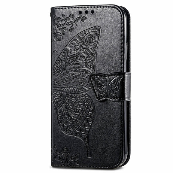 For Tecno Spark 20 Pro+ Butterfly Love Flower Embossed Leather Phone Case(Black)