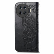 For Tecno Spark 20 Pro+ Butterfly Love Flower Embossed Leather Phone Case(Black)