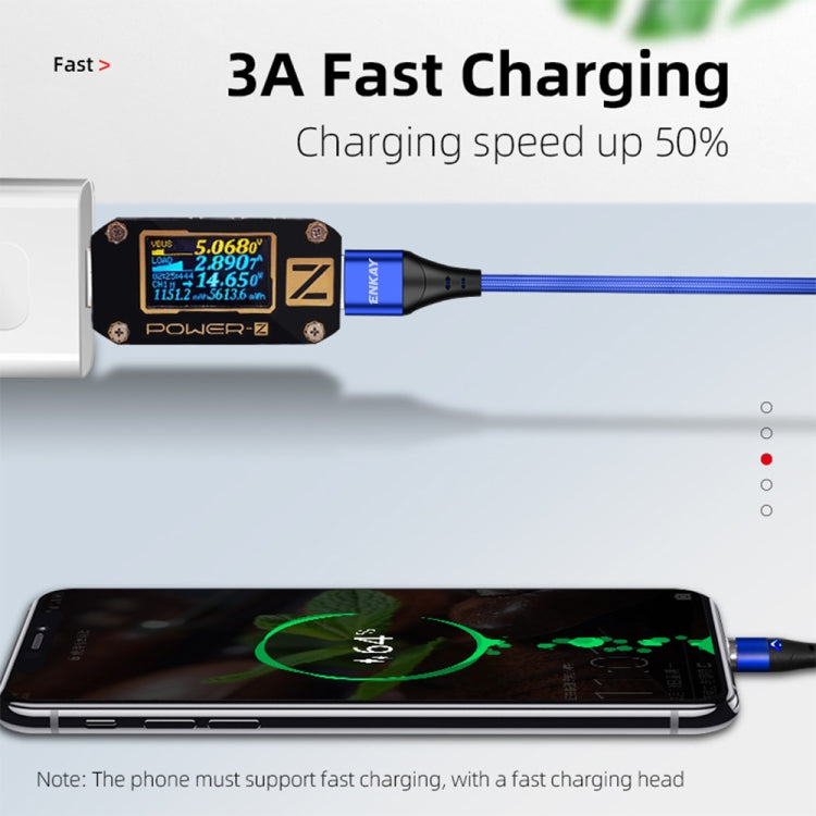 ENKAY 3A USB to 8 Pin Magnetic Fast Charging Data Cable with LED Light, Length:2m(Red)