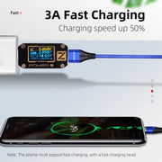 ENKAY 3A USB to 8 Pin Magnetic Fast Charging Data Cable with LED Light, Length:2m(Red)