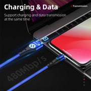 ENKAY 3A USB to 8 Pin Magnetic Fast Charging Data Cable with LED Light, Length:2m(Red)