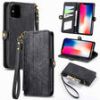 For iPhone X / XS Geometric Zipper Wallet Side Buckle Leather Phone Case(Black) - free shipping - PMC TechLife - Order now!