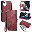 For iPhone 7 / 8 / SE 2022 Geometric Zipper Wallet Side Buckle Leather Phone Case(Red) - free shipping - PMC TechLife - Order now!