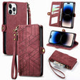 For iPhone 15 Pro Geometric Zipper Wallet Side Buckle Leather Phone Case(Red) - free shipping - PMC TechLife - Order now!