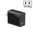 GaN PD65W Type-C x 2 + USB3.0 Laptop Adapter ,US Plug(Black) - free shipping - PMC TechLife - Order now!