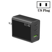 GaN PD65W Type-C x 2 + USB3.0 Laptop Adapter ,US Plug(Black)