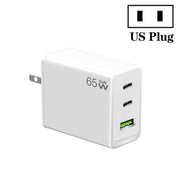 GaN PD65W Type-C x 2 + USB3.0 Laptop Adapter ,US Plug(White)