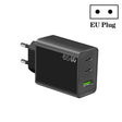 GaN PD65W Type-C x 2 + USB3.0 Laptop Adapter ,EU Plug(Black) - free shipping - PMC TechLife - Order now!