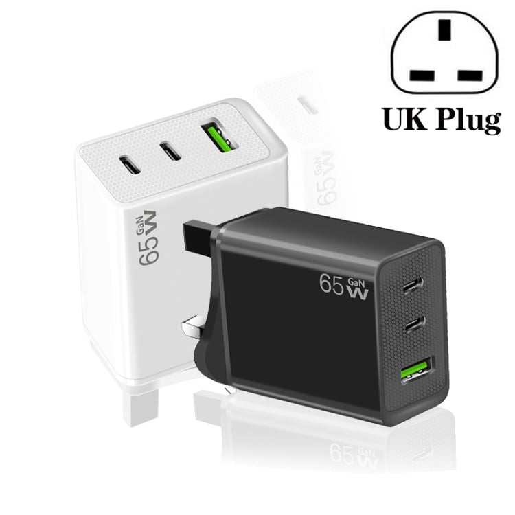 GaN PD65W Type-C x 2 + USB3.0 Laptop Adapter ,EU Plug(White)