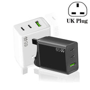 GaN PD65W Type-C x 2 + USB3.0 Laptop Adapter ,EU Plug(White)