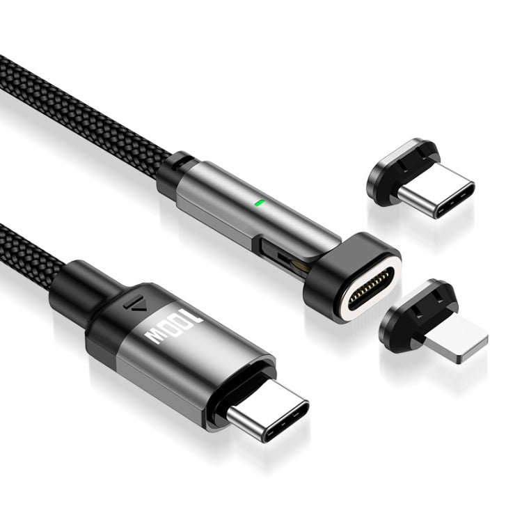 ENKAY 2 in 1 PD 100W / 27W 180 Degrees Rotation Magnetic Type-C / 8 Pin Fast Charging Data Cable with LED Light, Length:1m