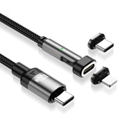 ENKAY 2 in 1 PD 100W / 27W 180 Degrees Rotation Magnetic Type-C / 8 Pin Fast Charging Data Cable with LED Light, Length:1m