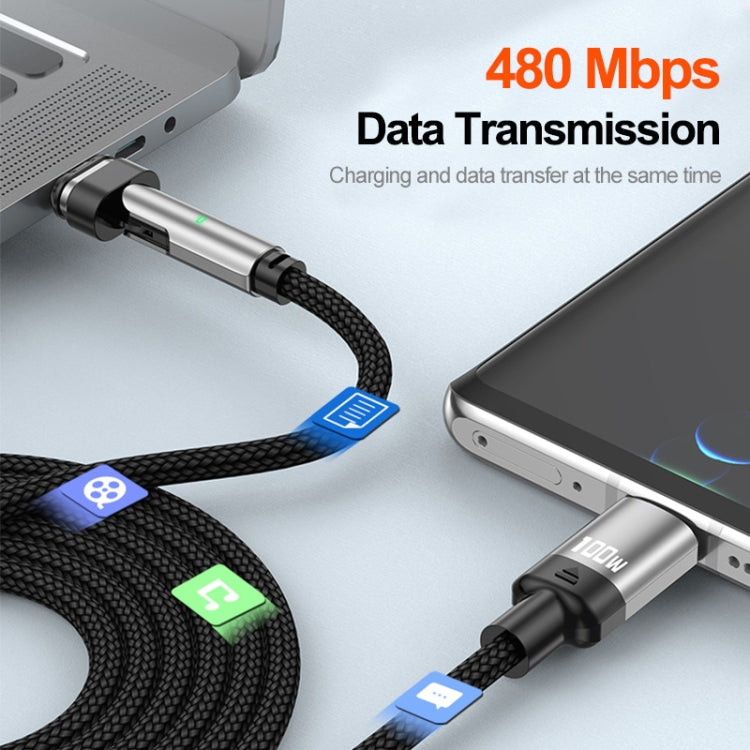 ENKAY 2 in 1 PD 100W / 27W 180 Degrees Rotation Magnetic Type-C / 8 Pin Fast Charging Data Cable with LED Light, Length:1m