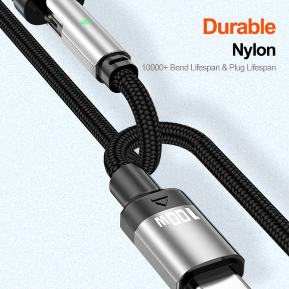 ENKAY 2 in 1 PD 100W / 27W 180 Degrees Rotation Magnetic Type-C / 8 Pin Fast Charging Data Cable with LED Light, Length:1m