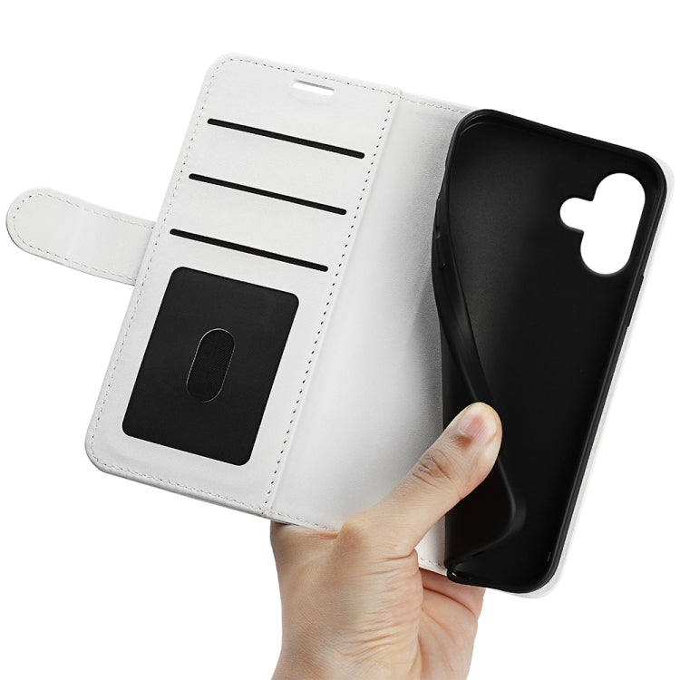 For iPhone 16 R64 Texture Horizontal Flip Leather Phone Case(White)