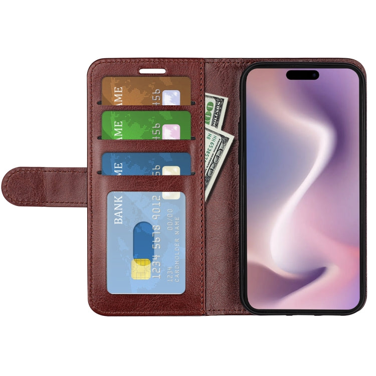 For iPhone 16 Pro R64 Texture Horizontal Flip Leather Phone Case(Brown)