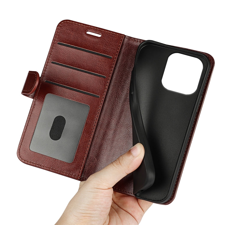 For iPhone 16 Pro R64 Texture Horizontal Flip Leather Phone Case(Brown)
