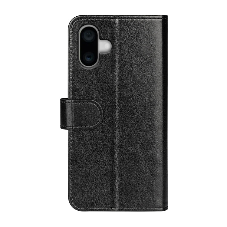 For iPhone 16 Plus R64 Texture Horizontal Flip Leather Phone Case(Black)