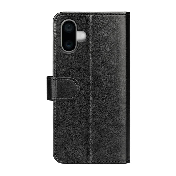 For iPhone 16 Plus R64 Texture Horizontal Flip Leather Phone Case(Black)