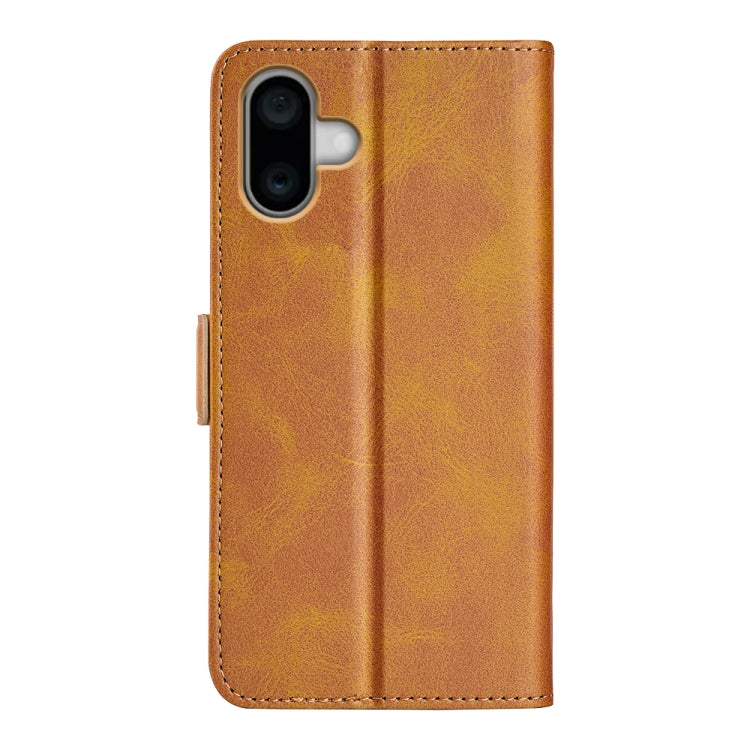 For iPhone 16 Dual-side Magnetic Buckle Horizontal Flip Leather Phone Case(Yellow)