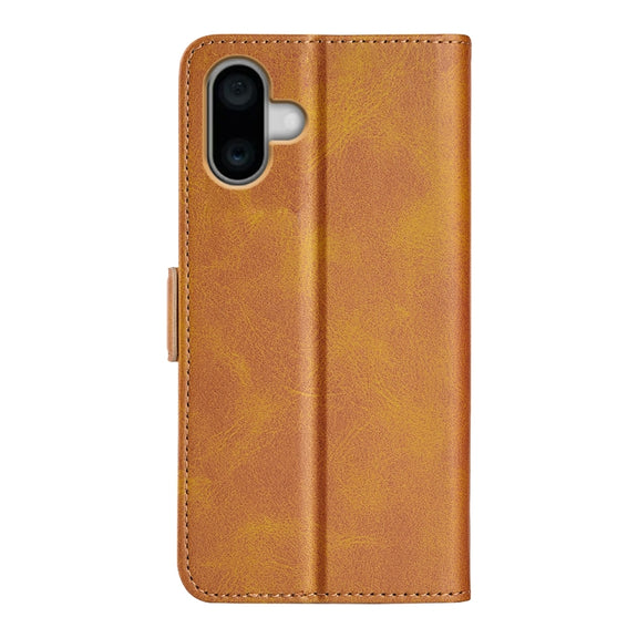 For iPhone 16 Dual-side Magnetic Buckle Horizontal Flip Leather Phone Case(Yellow)