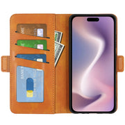 For iPhone 16 Dual-side Magnetic Buckle Horizontal Flip Leather Phone Case(Yellow)