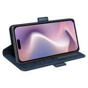 For iPhone 16 Plus Dual-side Magnetic Buckle Horizontal Flip Leather Phone Case(Dark Blue)