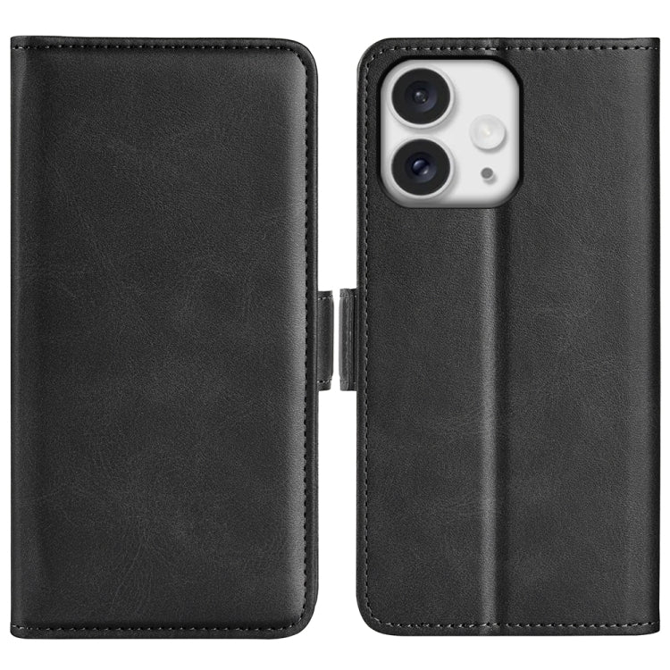 For iPhone 16 Pro Dual-side Magnetic Buckle Horizontal Flip Leather Phone Case(Black)