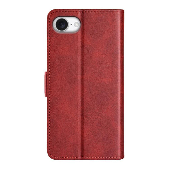 For iPhone 16e Dual-side Magnetic Buckle Horizontal Flip Leather Phone Case(Red)