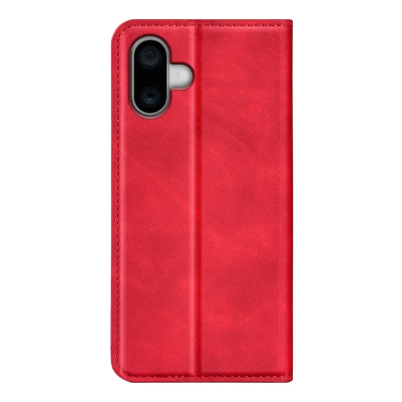 For iPhone 16 Retro-skin  Magnetic Suction Leather Phone Case(Red)